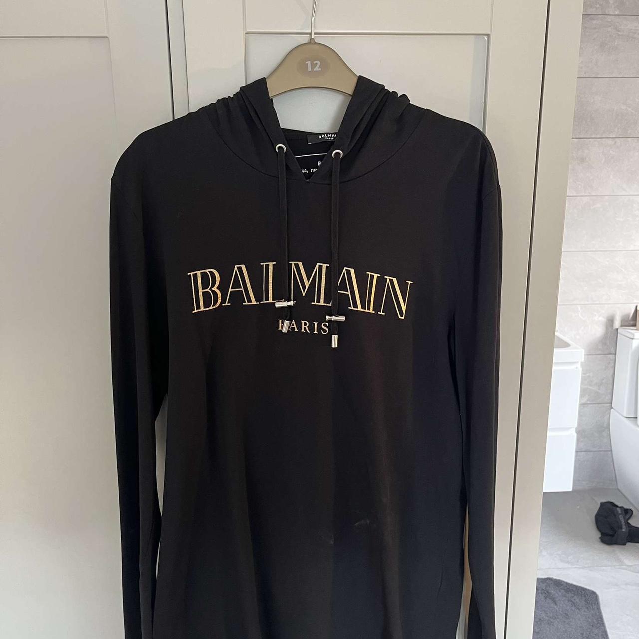 Balmain Black and Gold Hoodie Bought for 295 - Depop