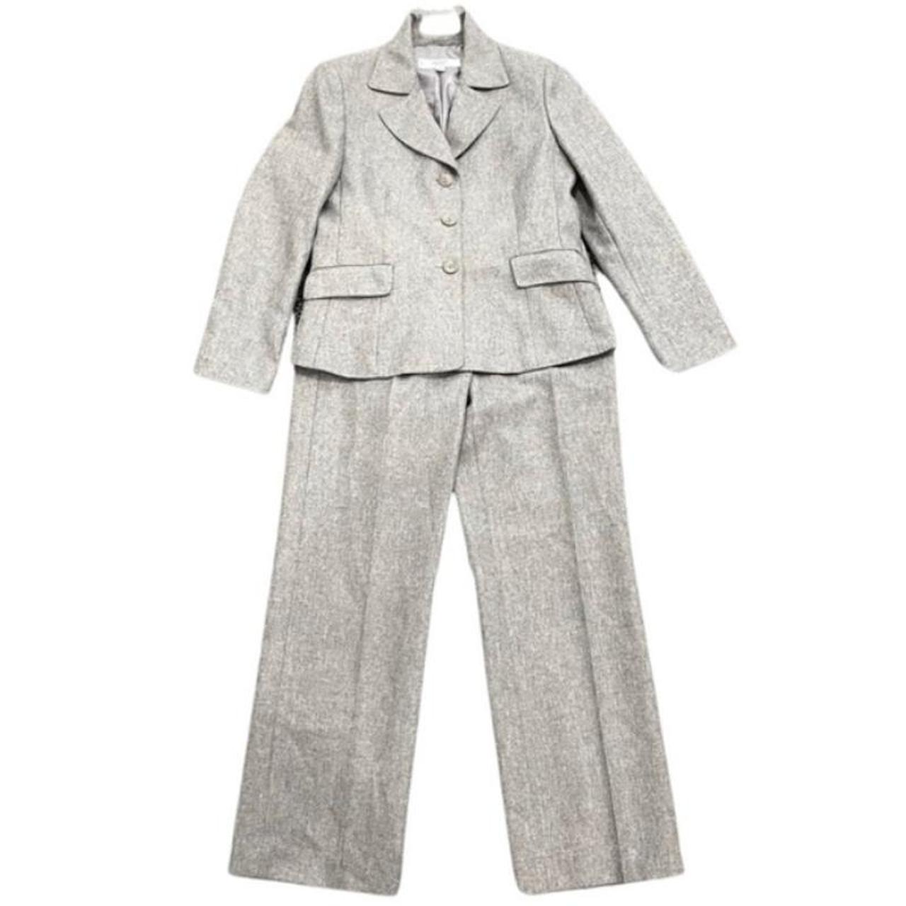 Le Suit Essentials Two Piece Pant Suit in Grey Marl,... Depop