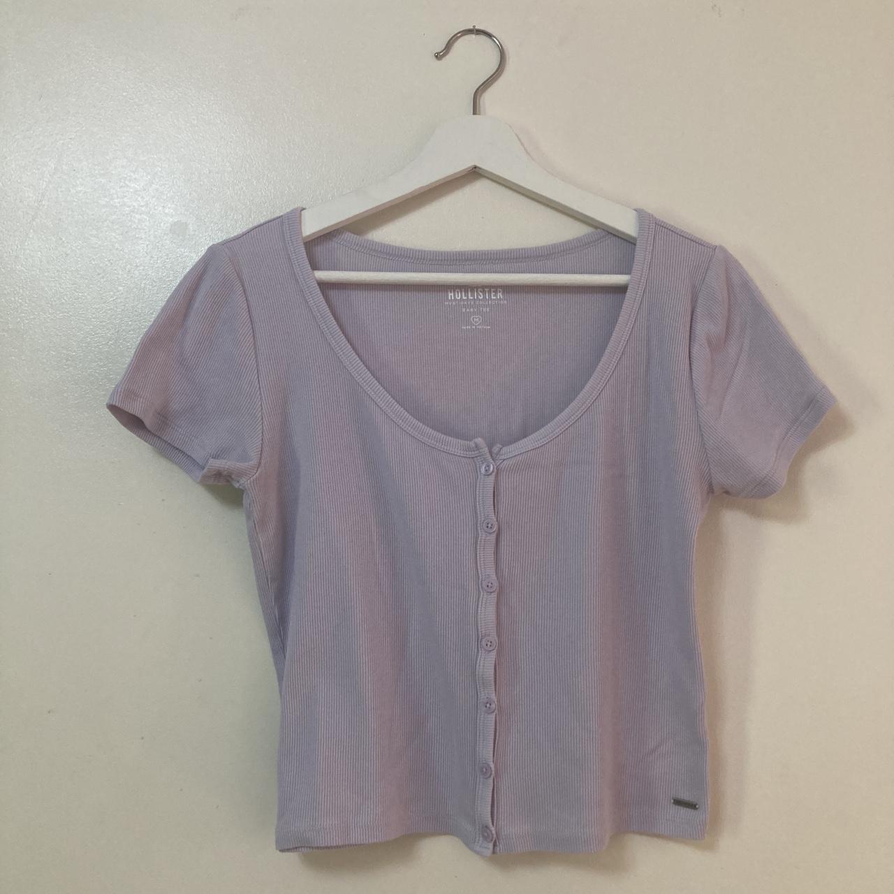 Light purple Hollister button up crop top,