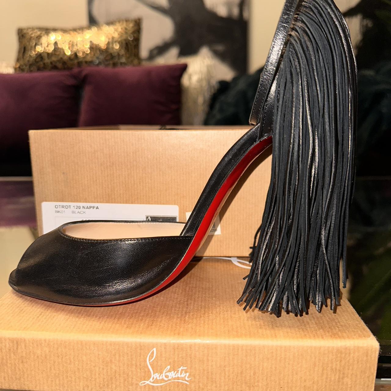 Christian Louboutin OTROT 120 Nappa Black Fringe Depop