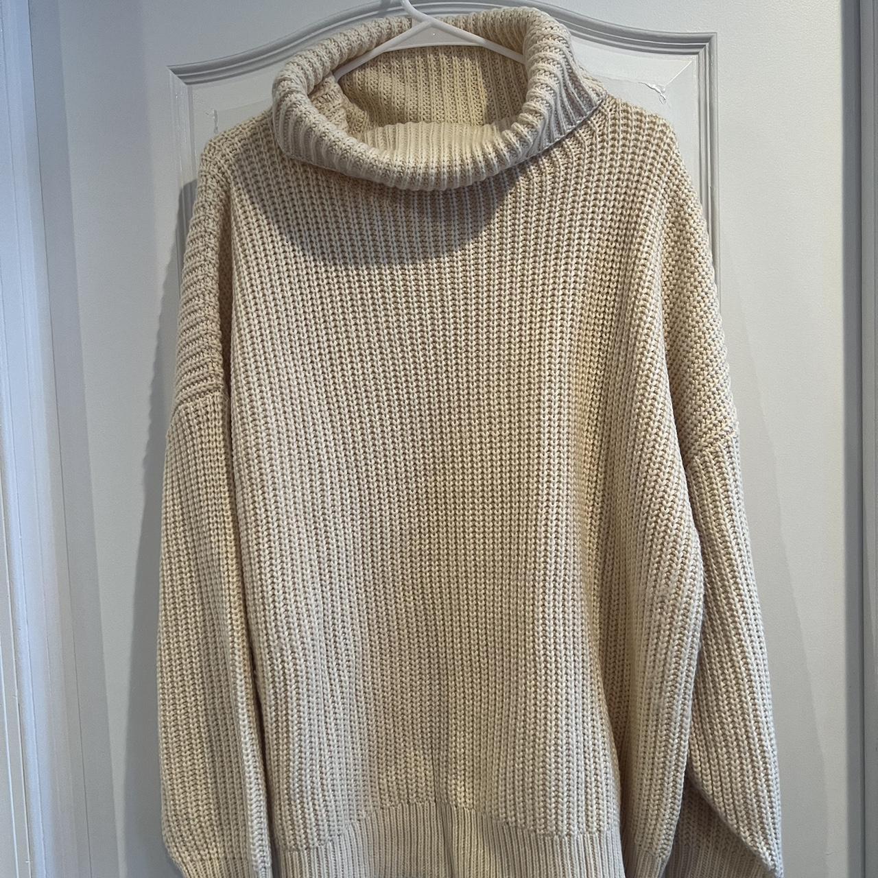 Cream oversized loose turtleneck sweater 🍦 Perfect... - Depop