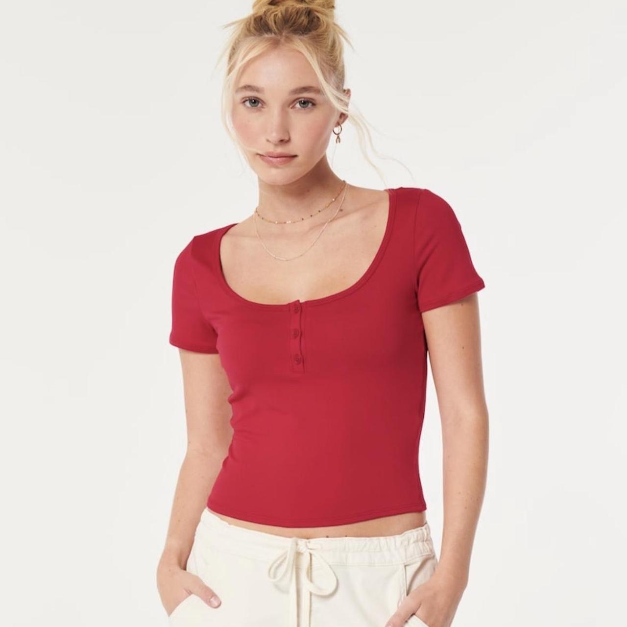 Hollister Small Short Sleeve Seamless Fabric Scoop... Depop