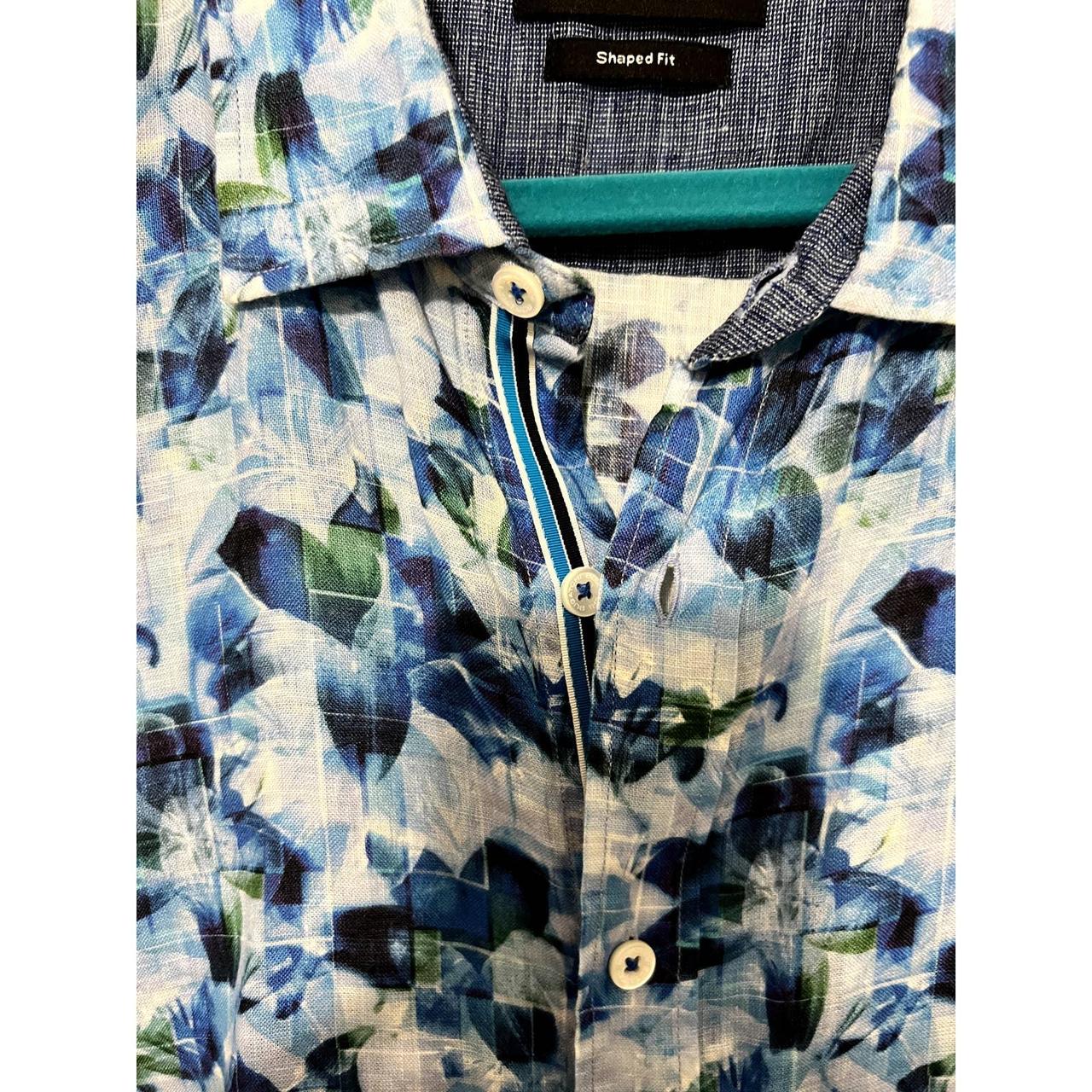 Bugatchi Hawaiian Floral Linen Short Sleeve Shirt deals Size XL