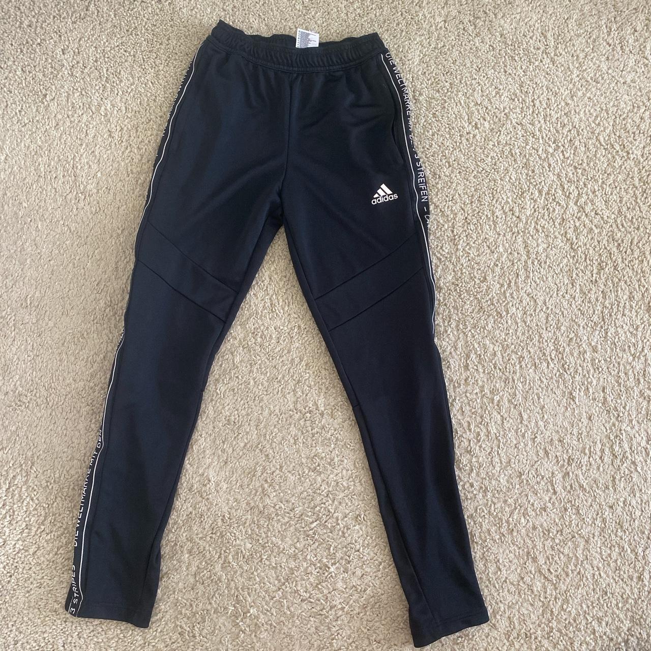 Two adidas black and white track pants Size:... - Depop