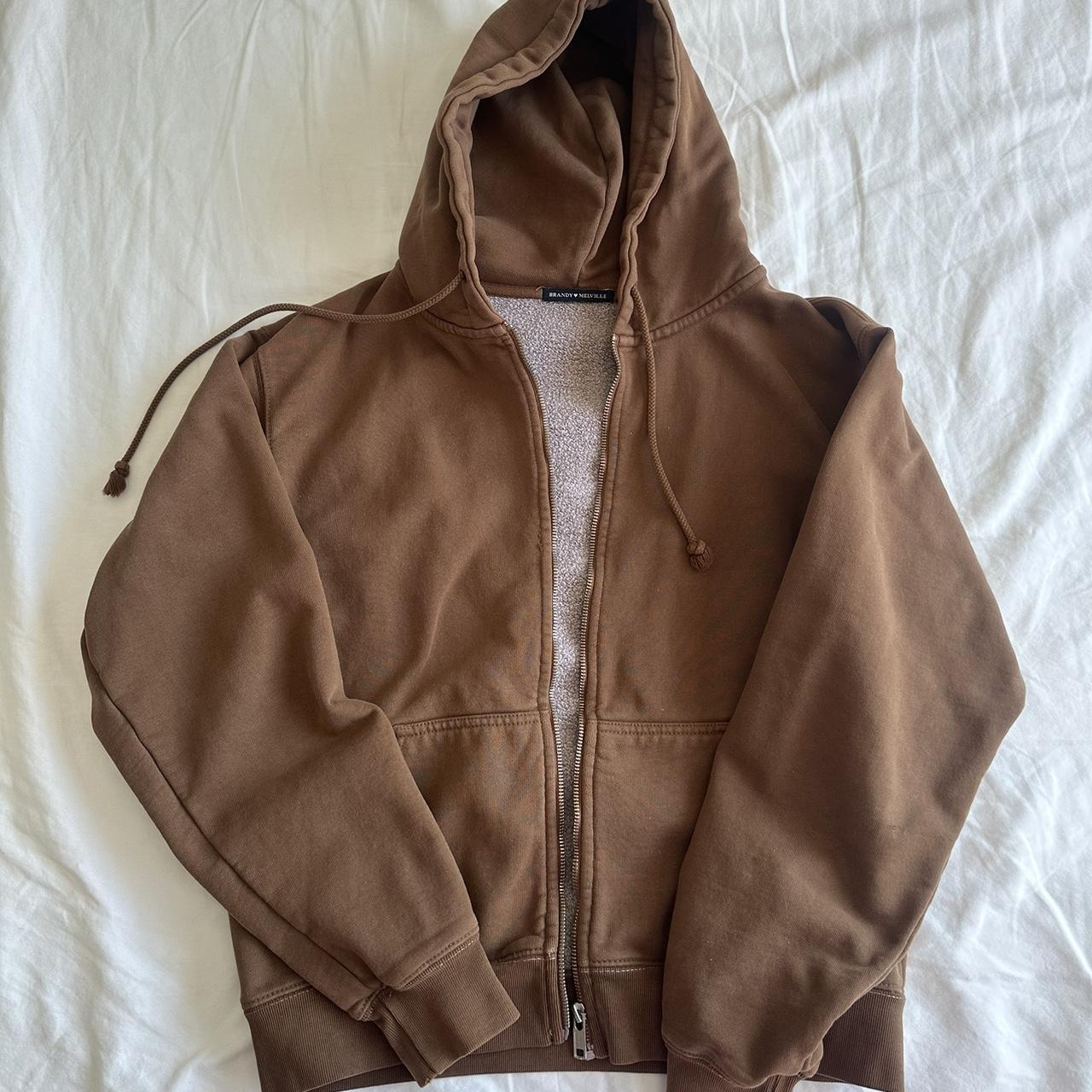 Brandy Melville Christy hoodie in brown, perfect - Depop