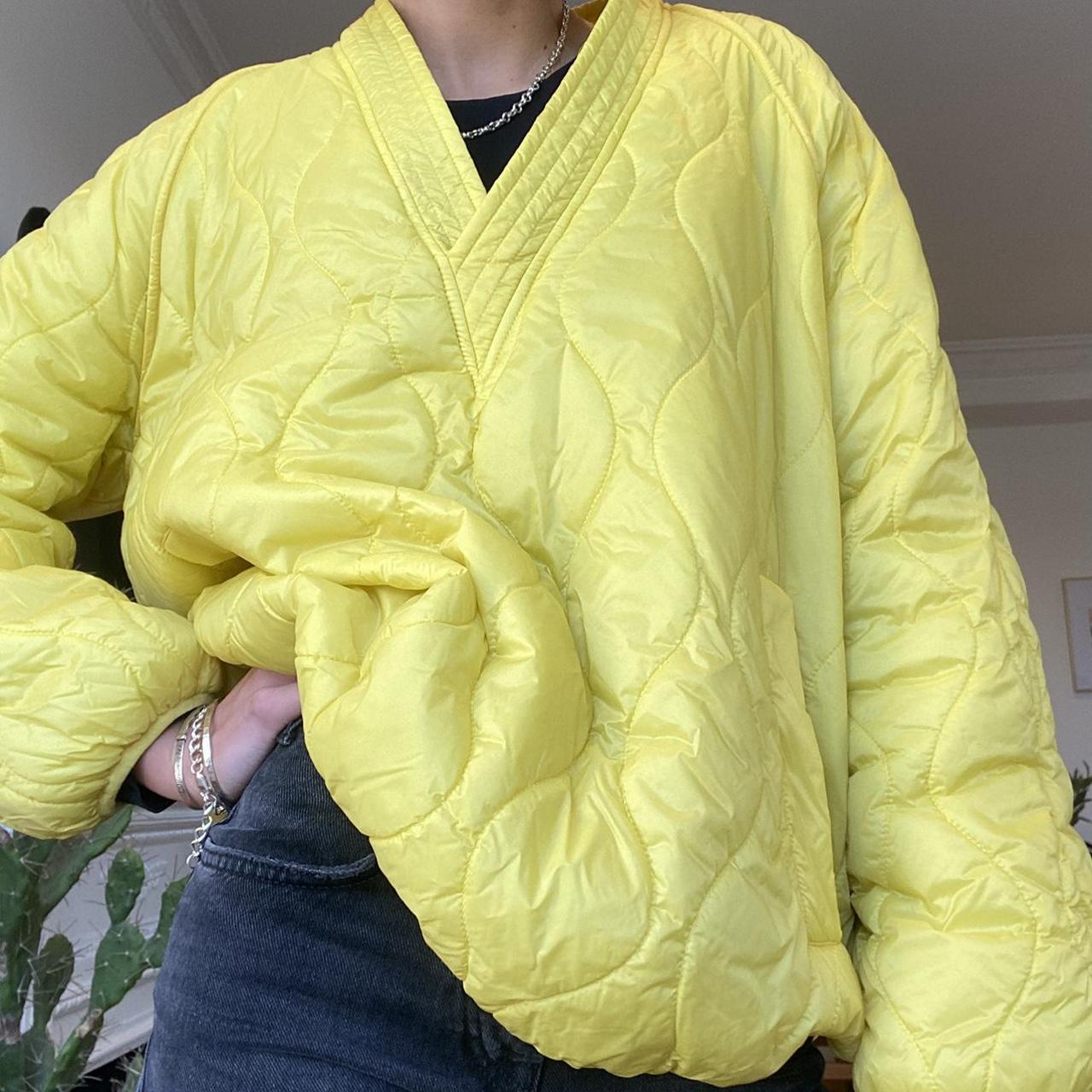insane zara yellow quilted jacket quiltedjacket... Depop