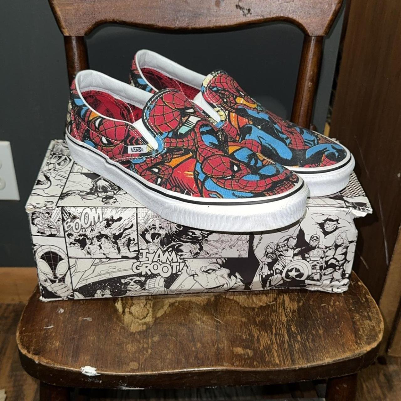 Spider Man Slip On Vans Size 10 Depop