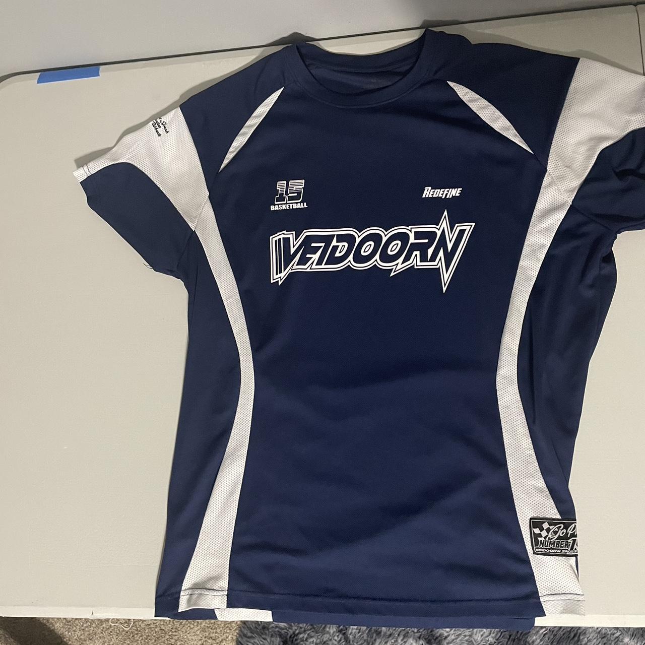 Navy and white basketball jersey basketball baggy Depop