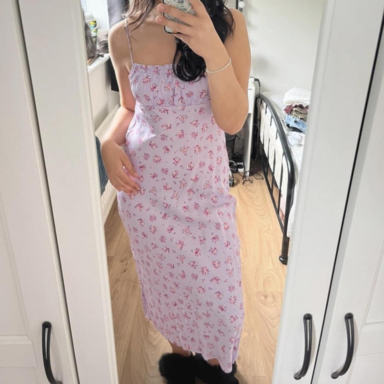 Satin Floral Midi Dress Zara Purple Floral Dress Zara SATIN EFFECT