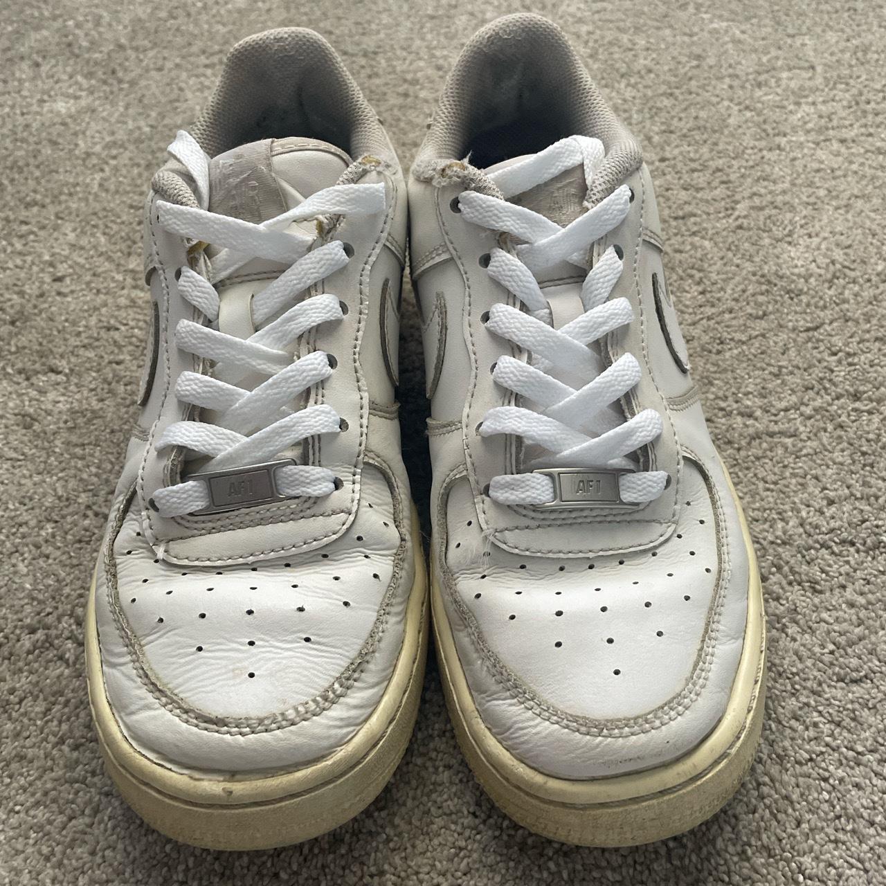 Air Force 1s. Worn a lot. Size 5.5 GS. - Depop