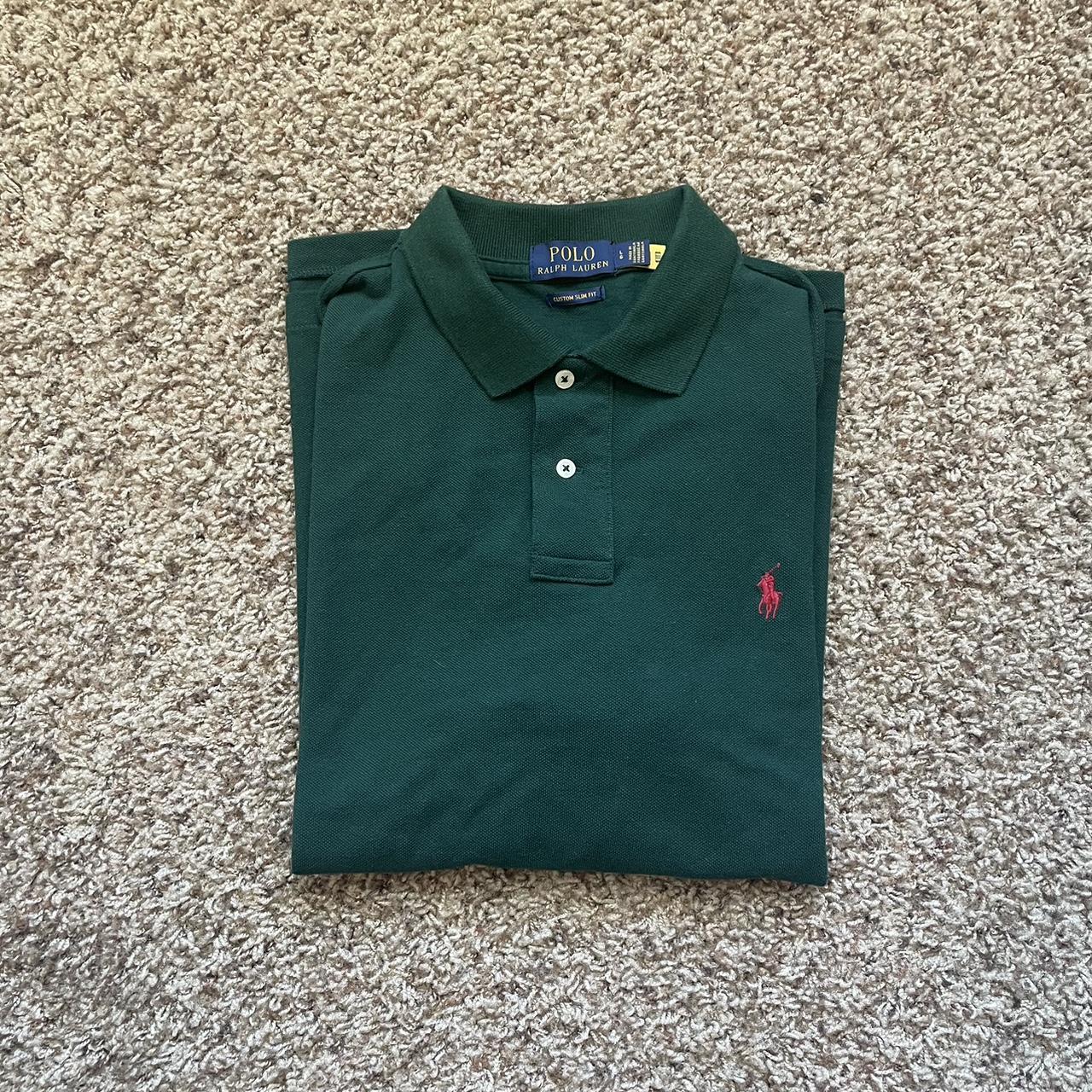 Polo Green Collared Shirt Slim Fit Large Excellent... - Depop
