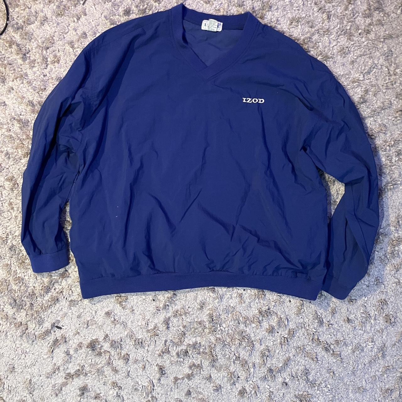 Vintage Izod navy blue pullover windbreaker jacket. Depop