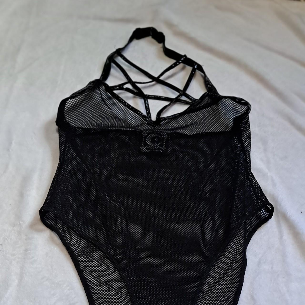 KILLSTAR Shot Thru The Heart PVC Fishnet Bodysuit - Depop