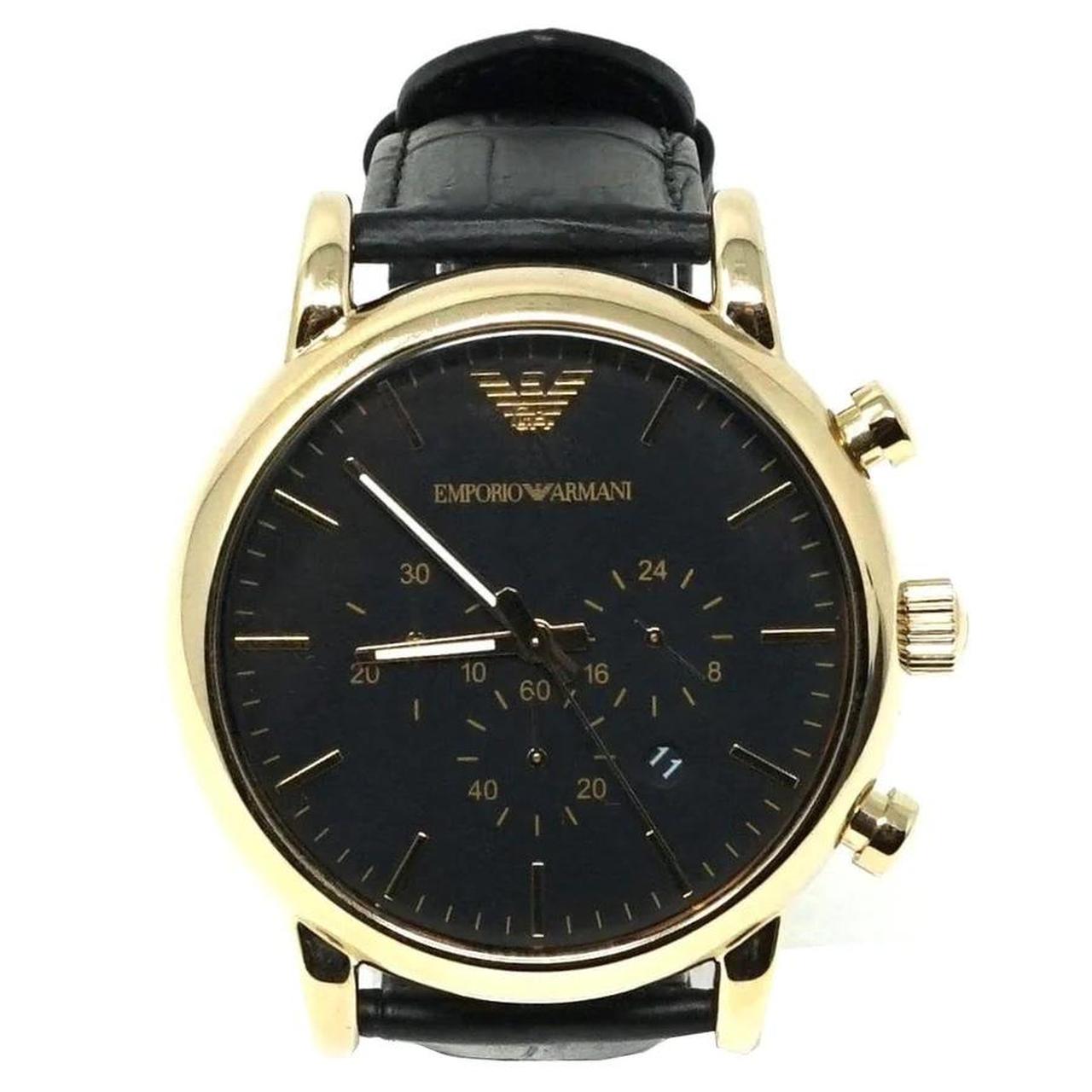 Emporio Armani Chronograph Black Leather Strap Depop