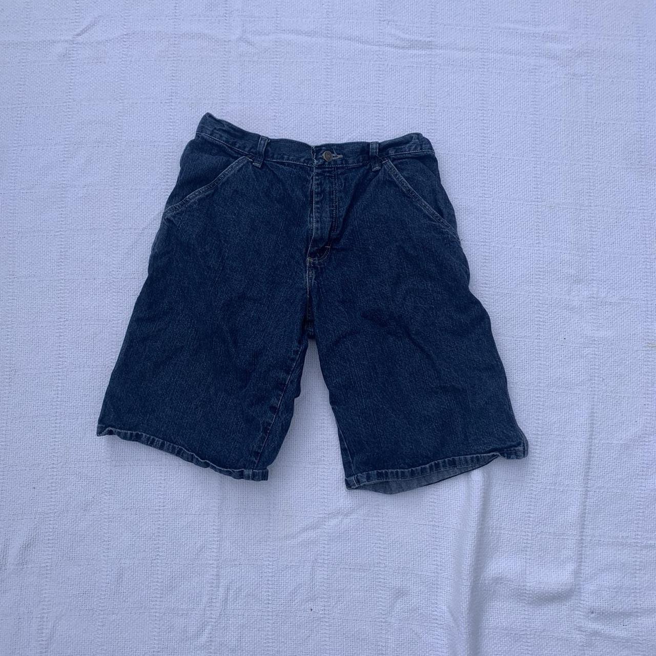 adjustable cargo jorts dark wash - Depop