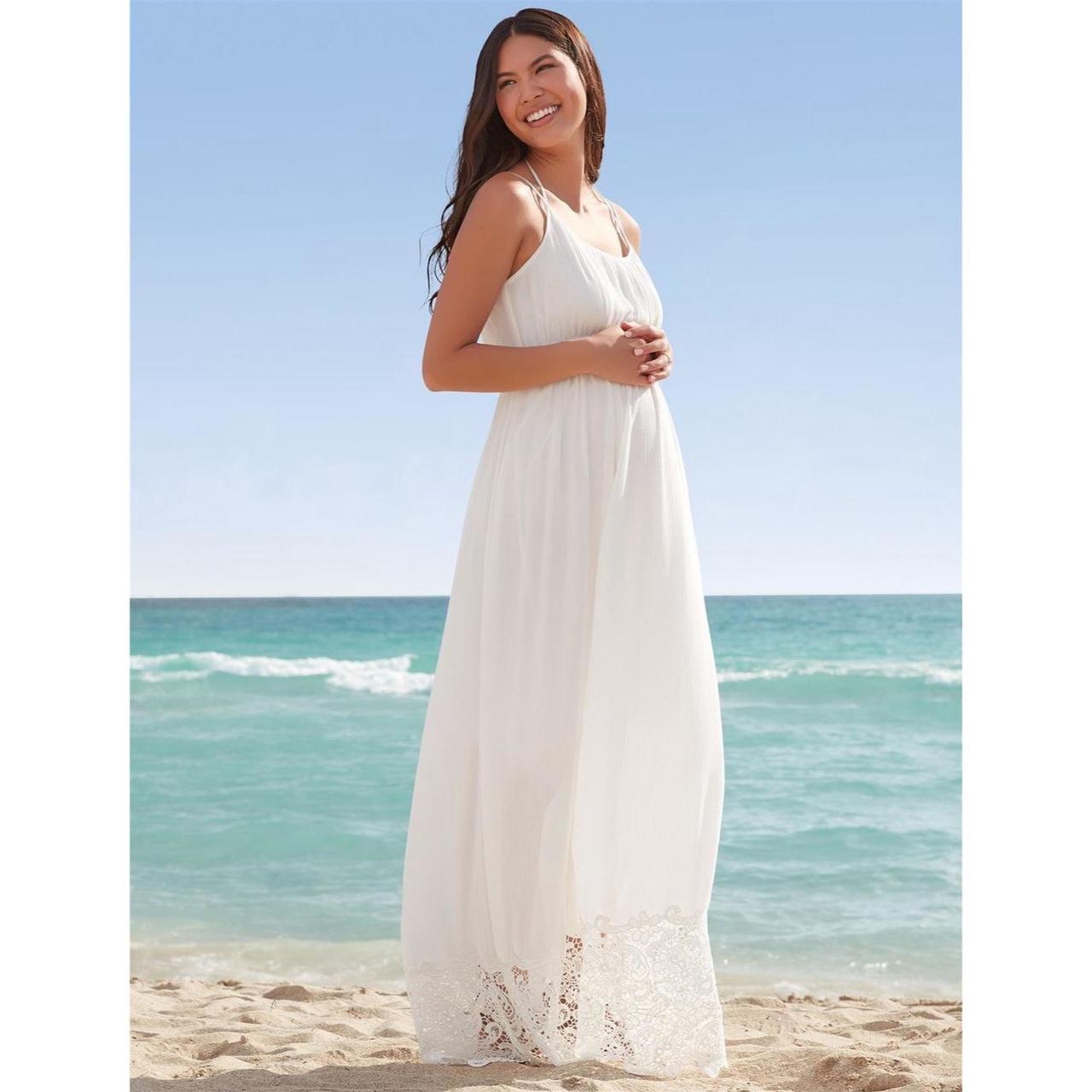 Motherhood Maternity Lace Hem Boho Maxi Dress in... - Depop