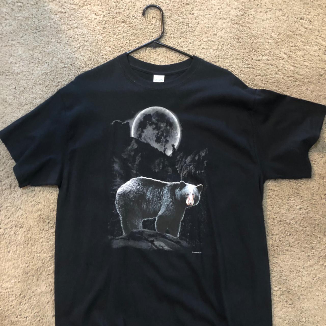 Large black bear moon t-shirt. Lightly worn. - Depop