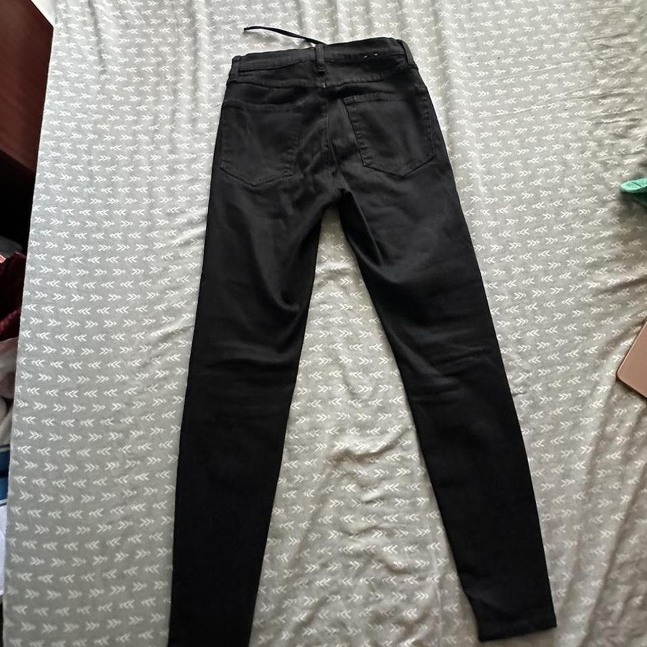 skinny black denim lace up jeans from Garage size 3... - Depop