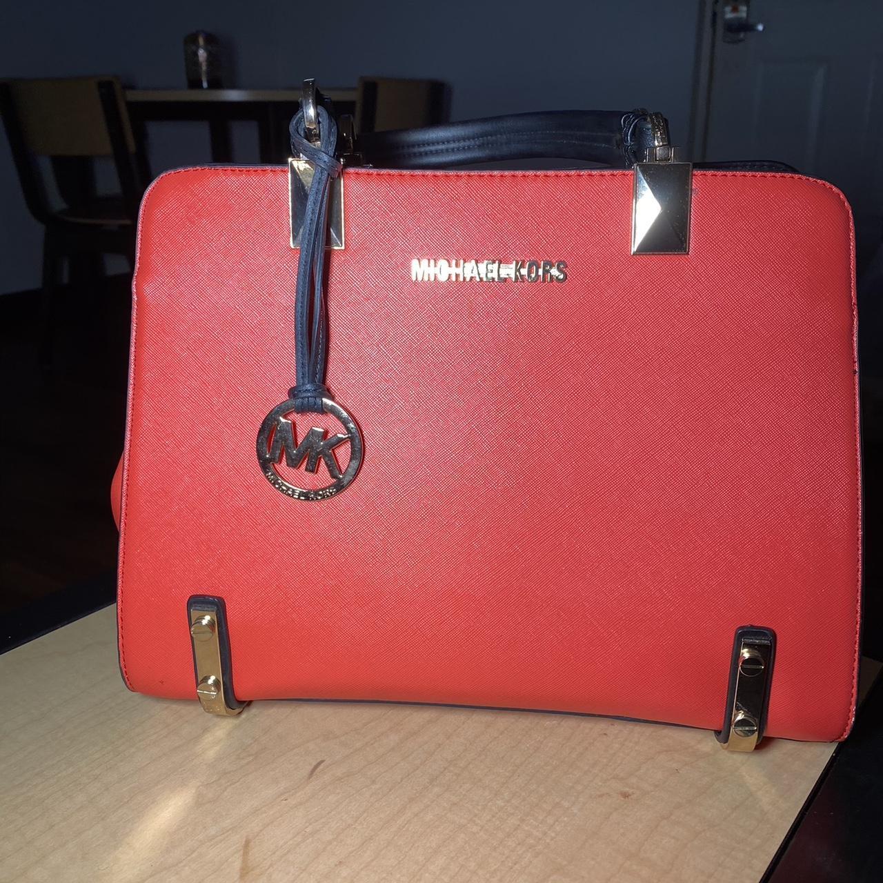 small red and white michael kors bag. undure if made - Depop