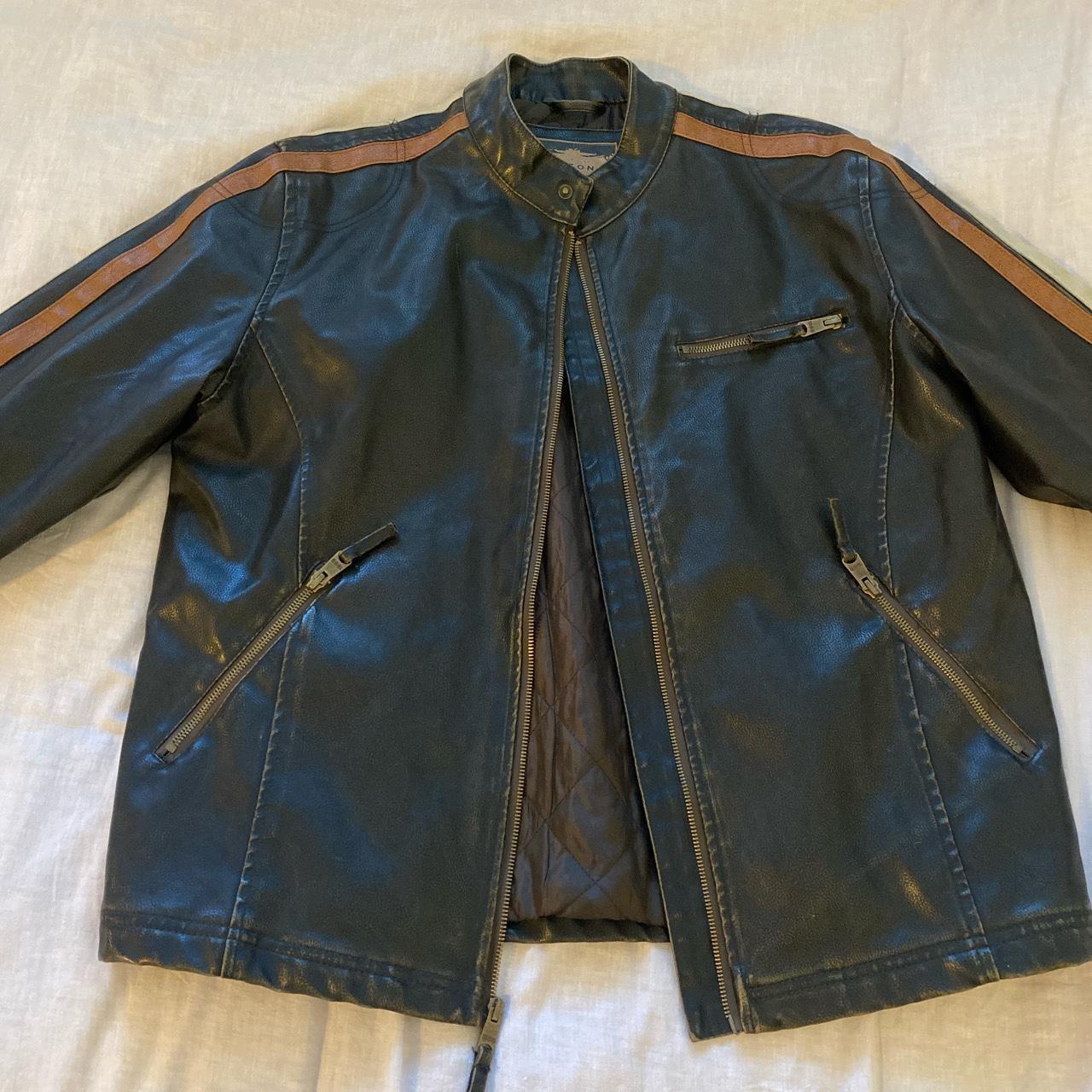 arizona leather jacket sleeve-29” length-27” great... - Depop