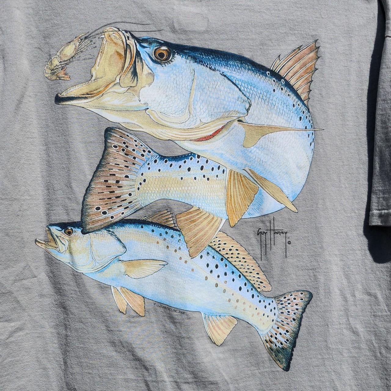 Vintage Guy Harvey Fishing Fish Black Pocket T-shirt - Depop