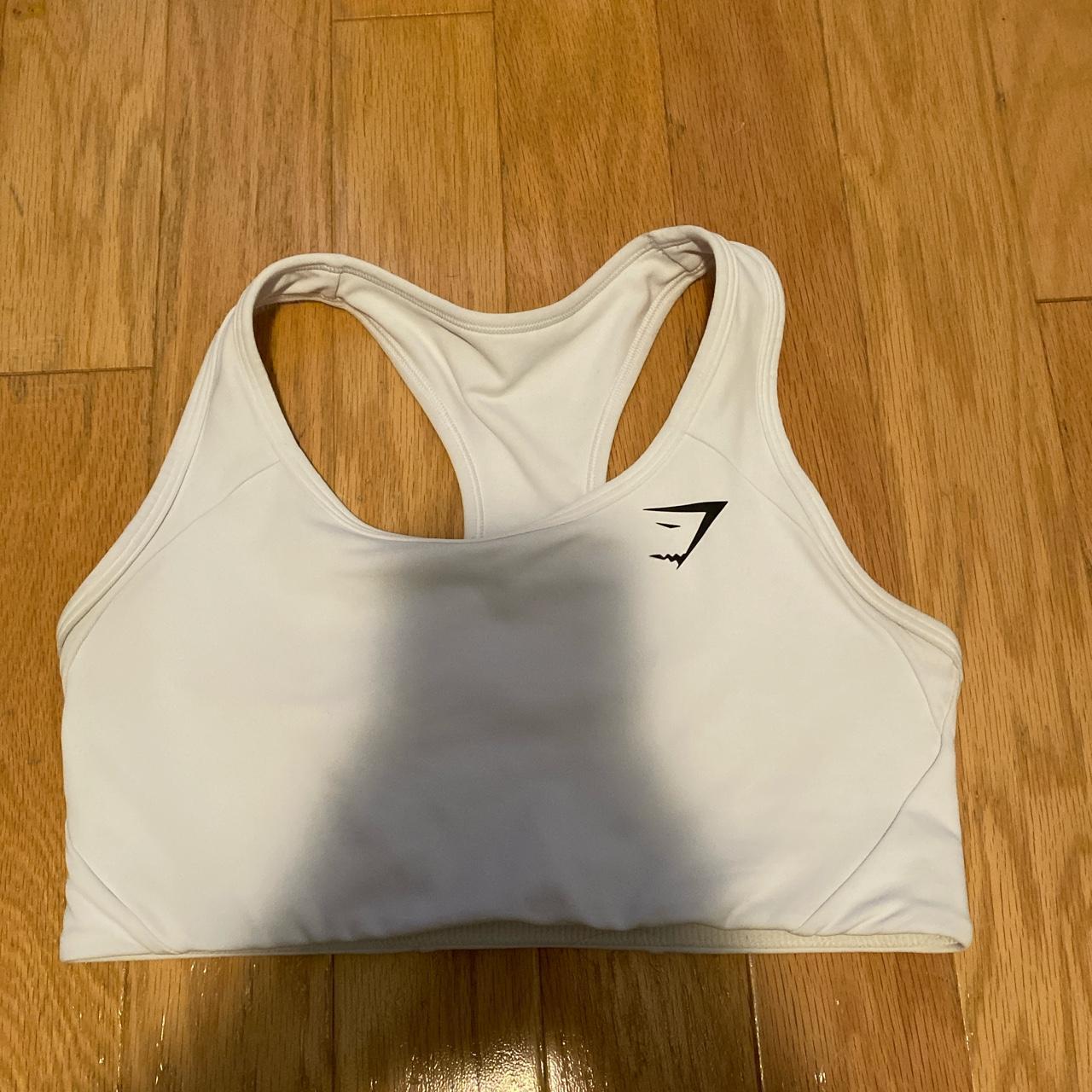 white gymshark sports bra! size medium Depop