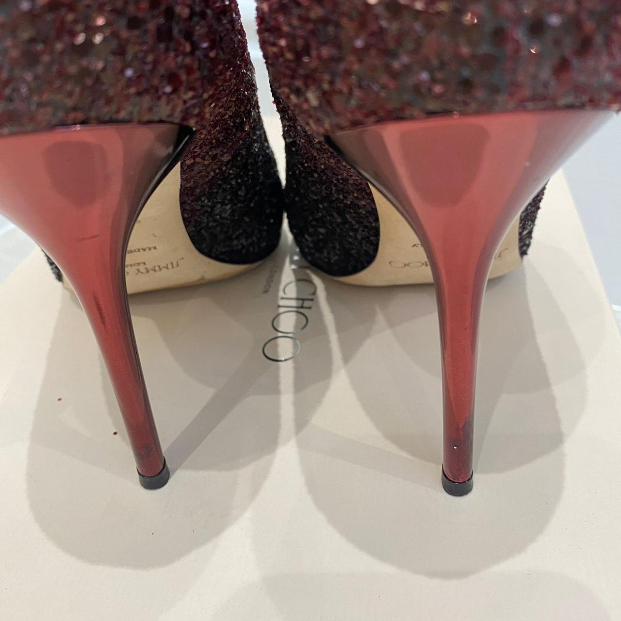 Jimmy choo store red glitter heels