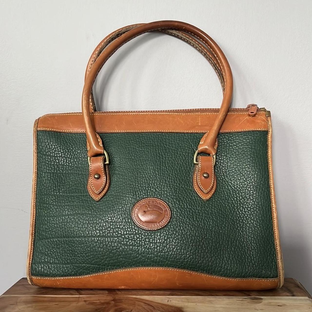 Vintage 1980 s Dooney Bourke Hunter Green and Tan