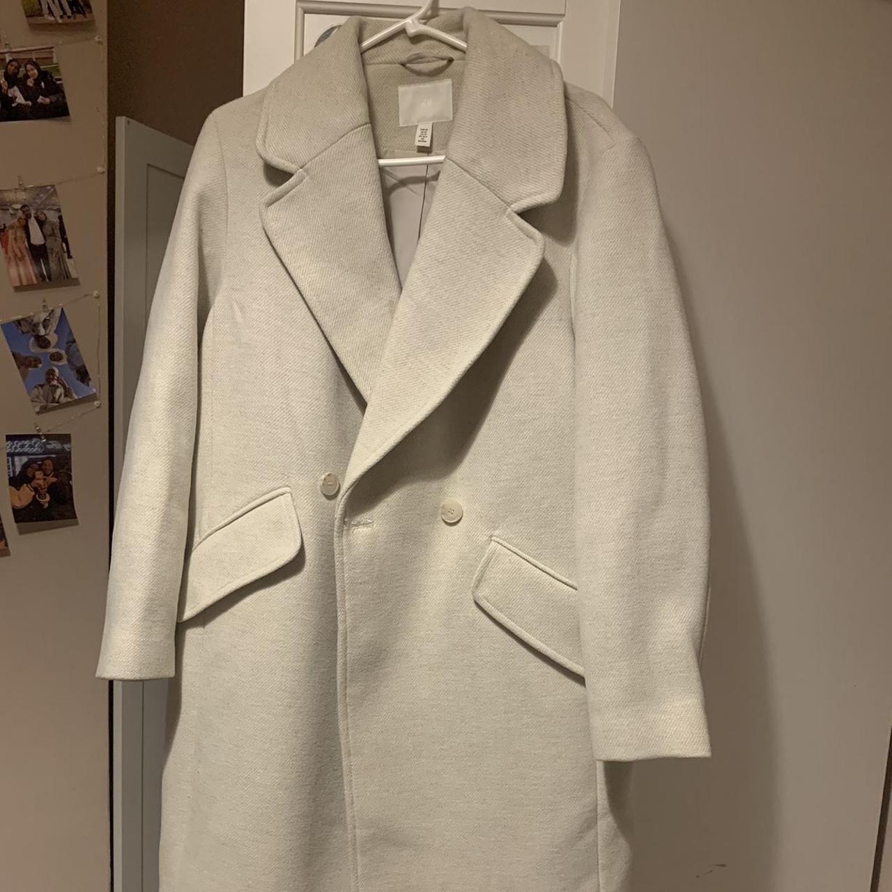 beige wool trench, worn only once - Depop