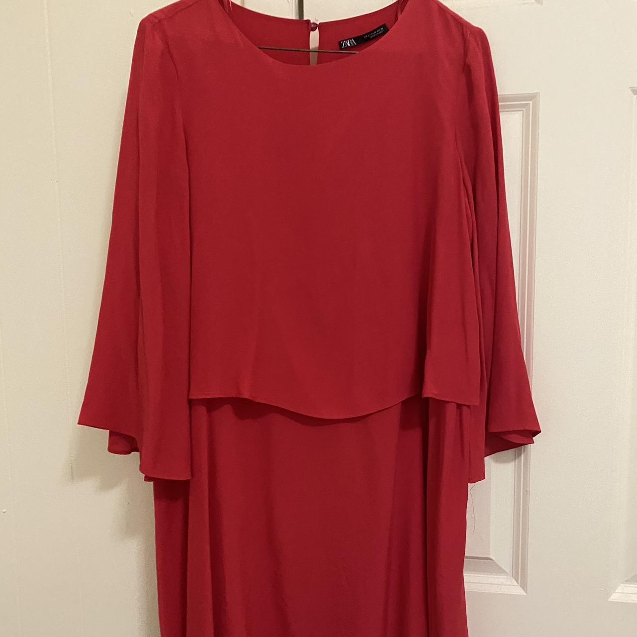 ZARA Red Cape Dress Size Medium #zara #new #dresses... - Depop