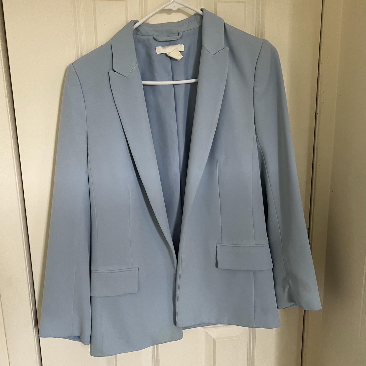 H&M Light Blue Blazer - Depop