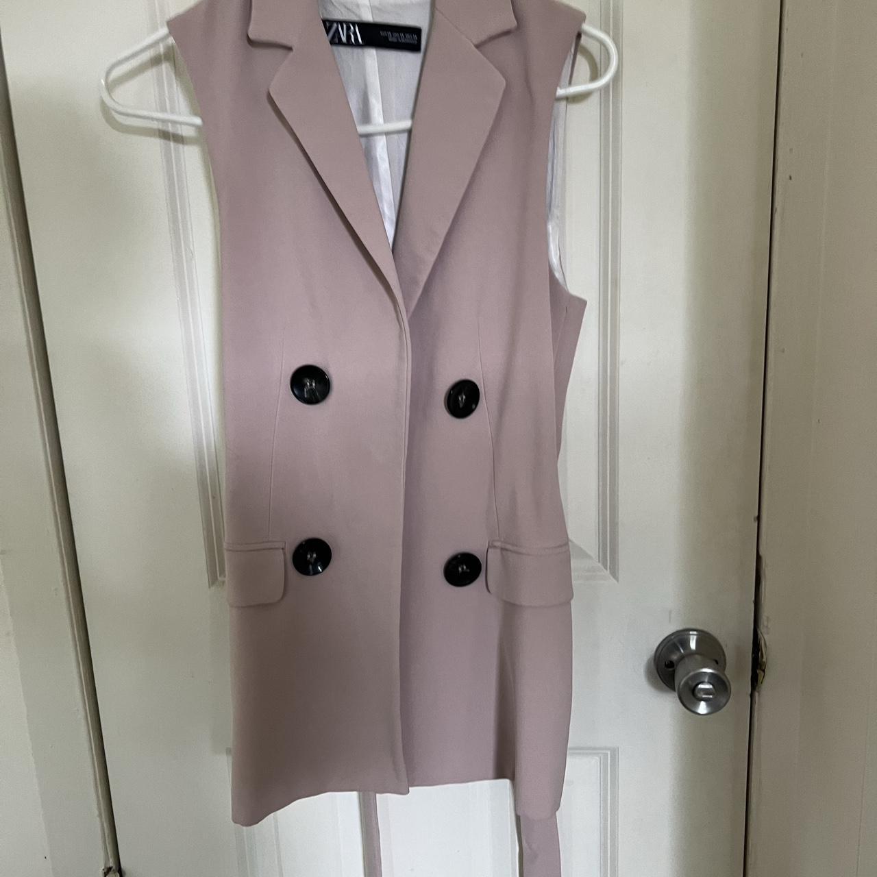 Zara Pink Tailored Vest with Belt Depop