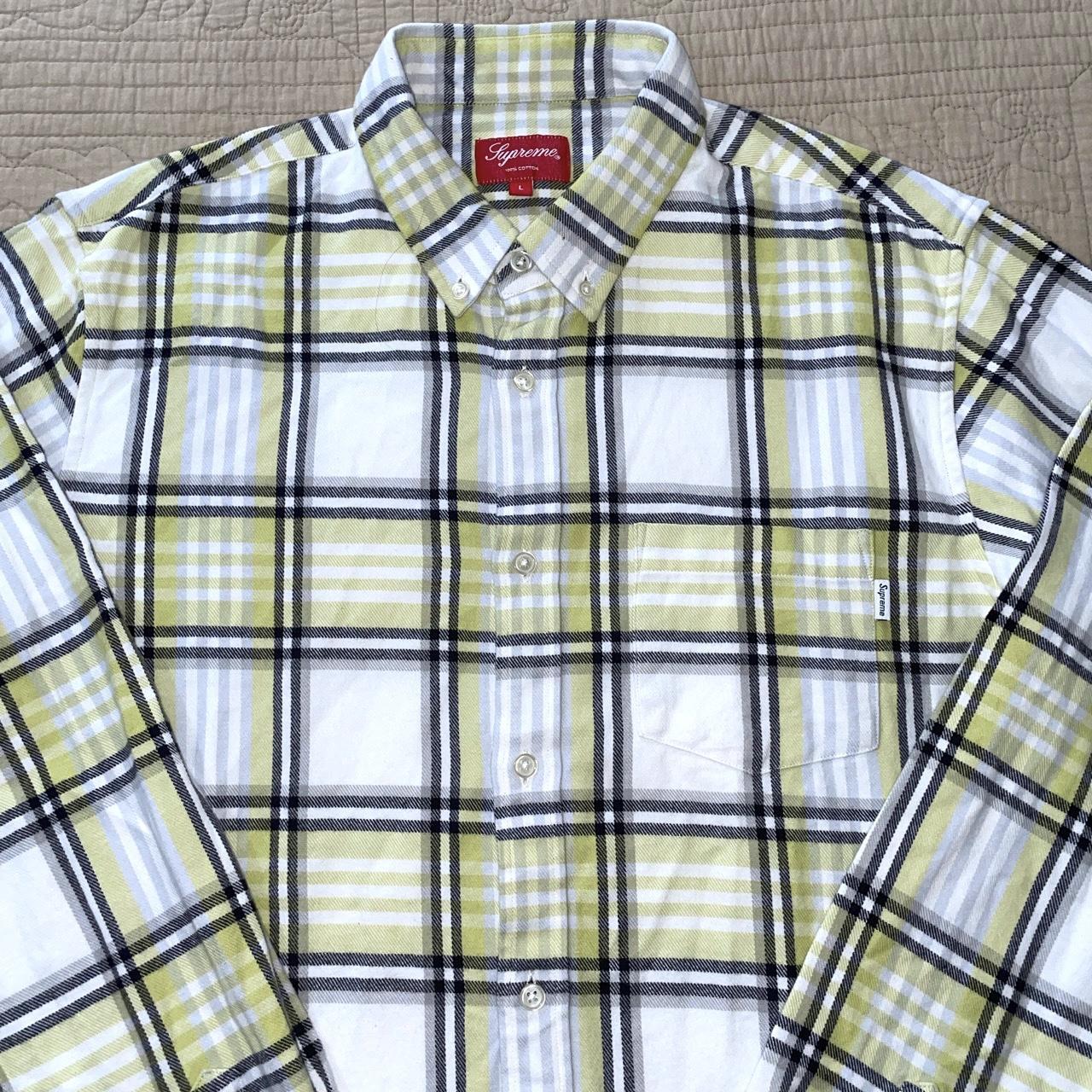 Supreme Plaid Flannel L/S Button Up Shirt Size   Depop