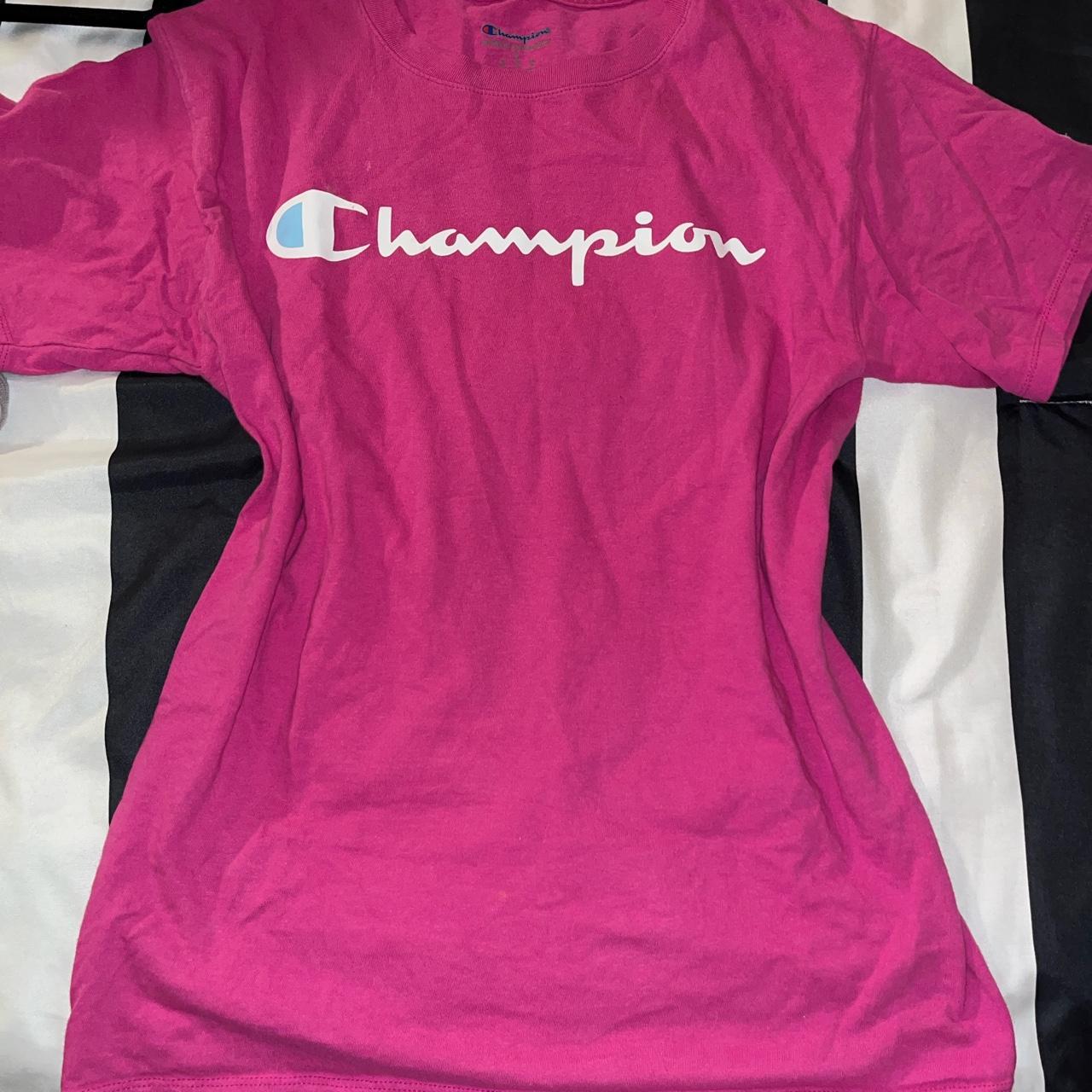 Pink Champion Shirt #champion #pink #tee #babytee - Depop