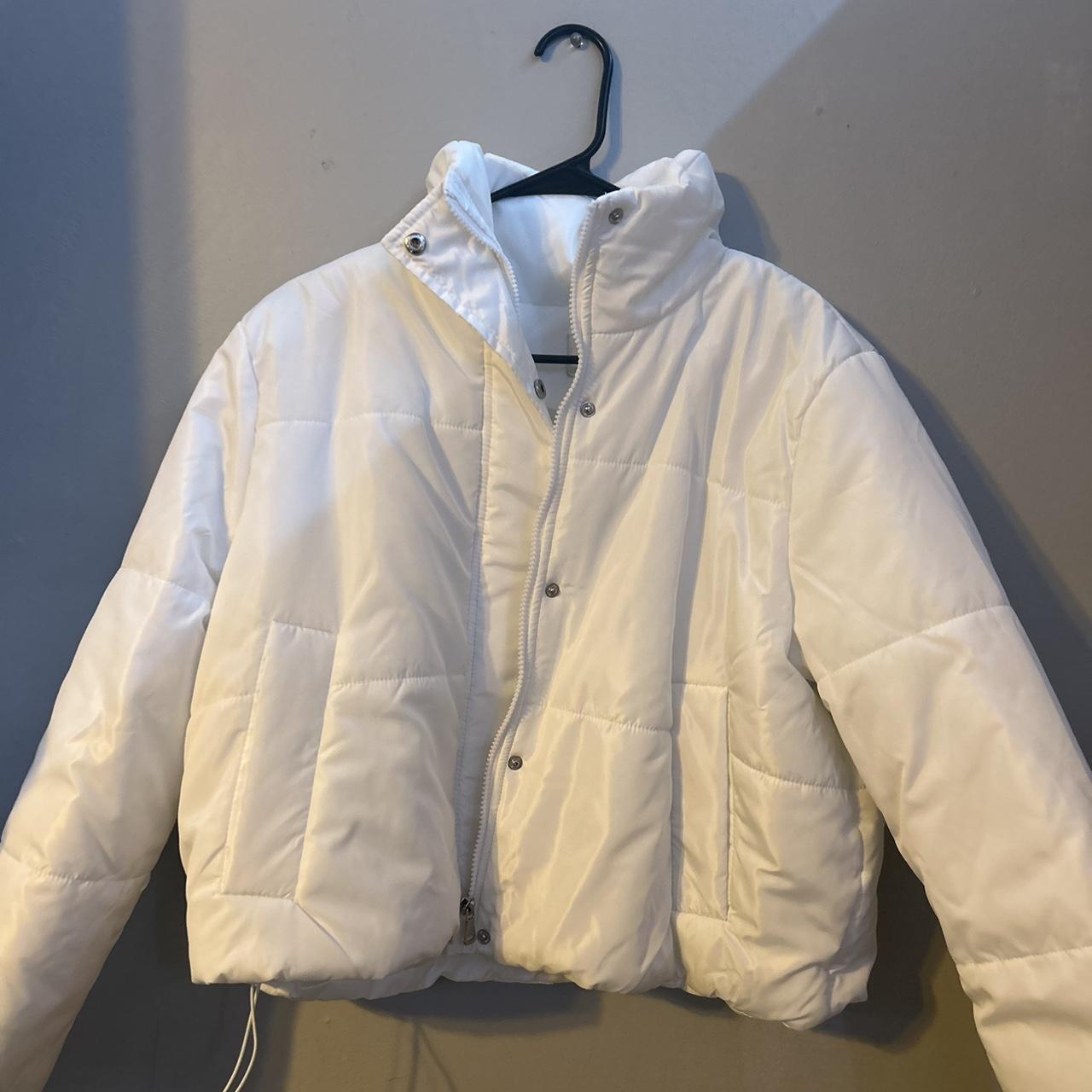 White Puffer Jacket only worn once, great condition... - Depop