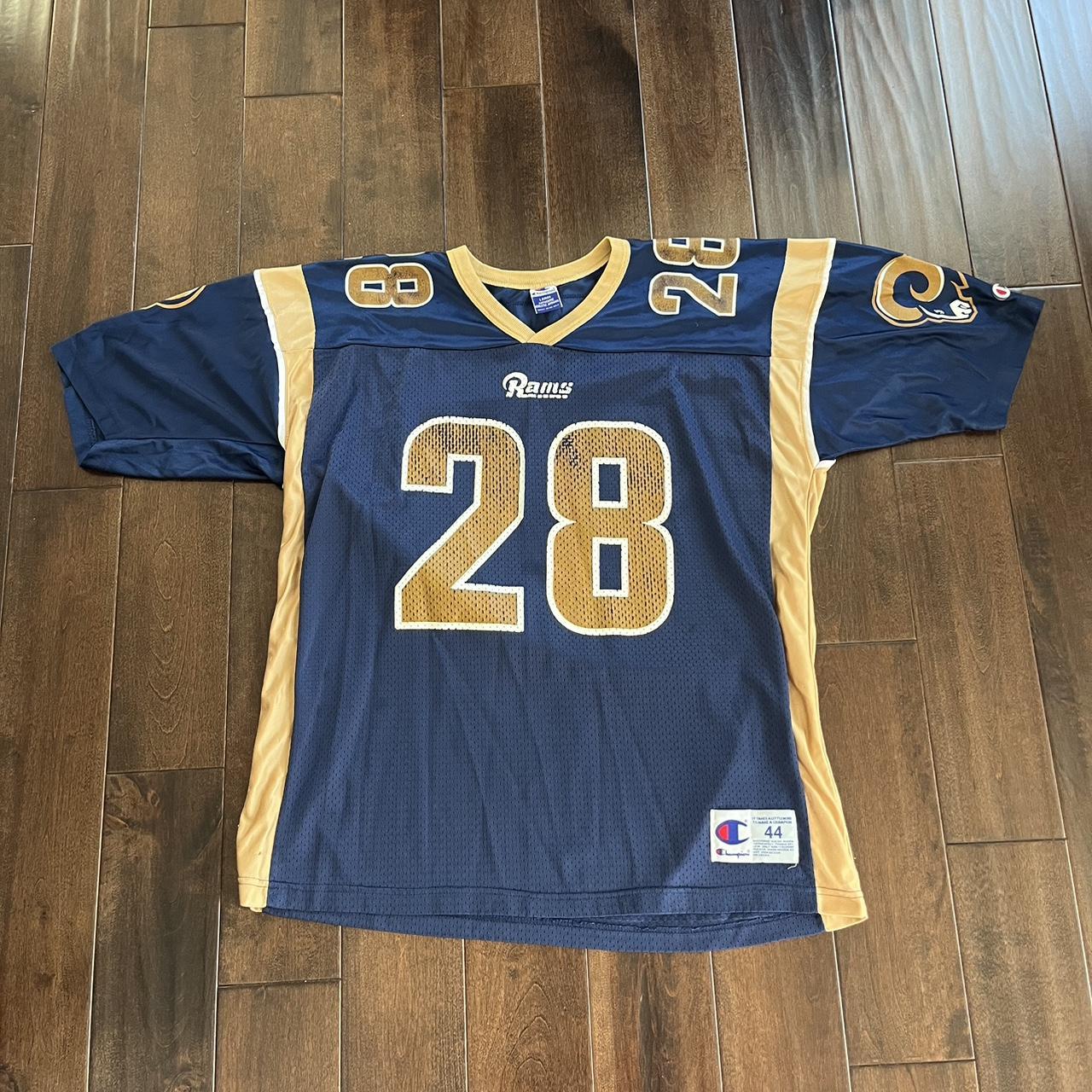 Vintage Late 90s Champion Rams Marshall Faulk... - Depop