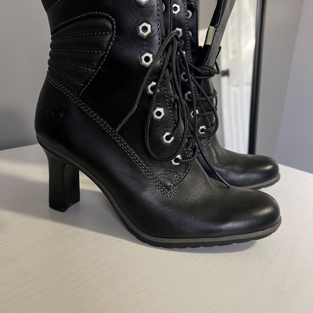 Black heeled timberlands best sale