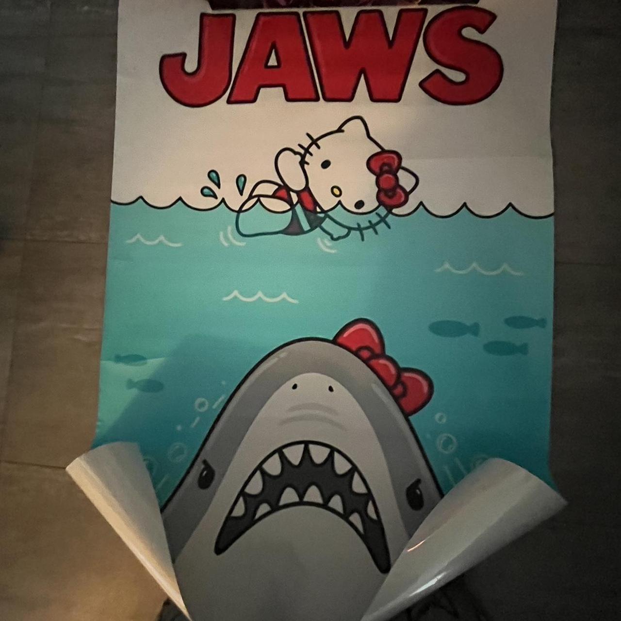 jaws hello kitty poster was a gift but too big for... - Depop