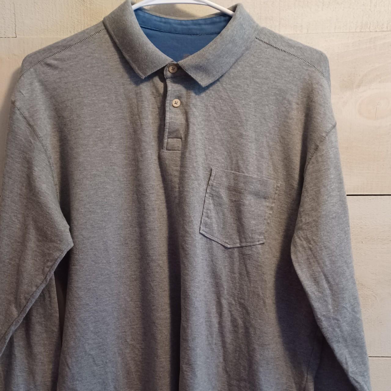 Tommy Bahama Long Sleeve Gray Polo Men's Size Medium... - Depop