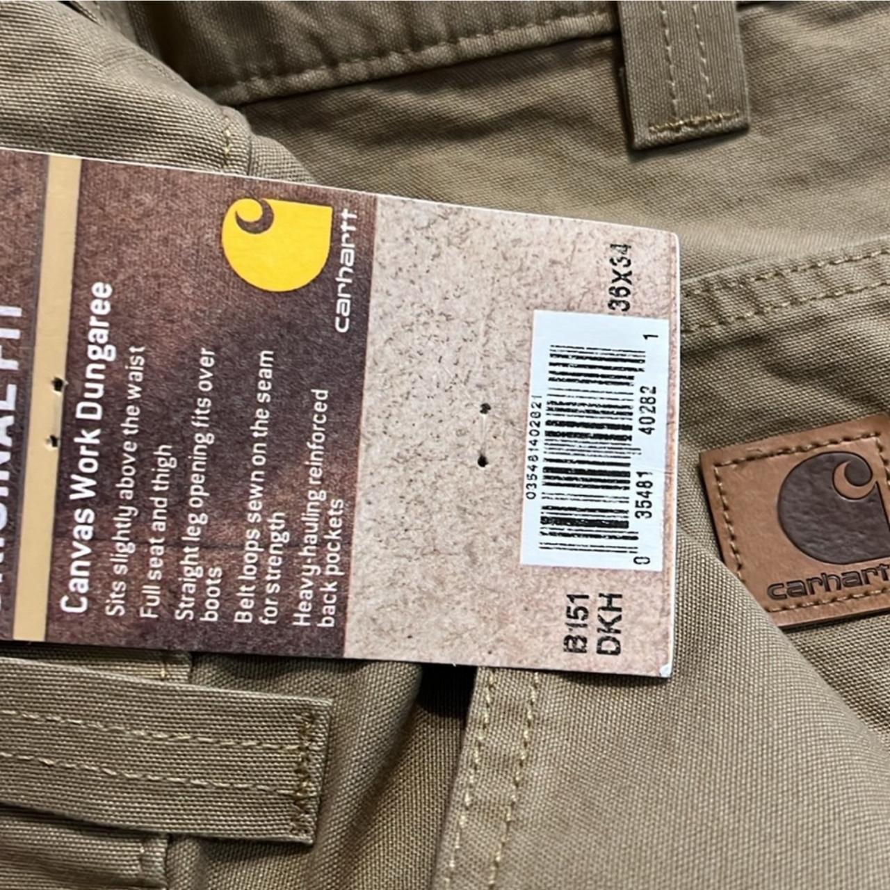 Carhartt B151-TAN 36 36 Men's Tan Dungaree Canvas Work Pants