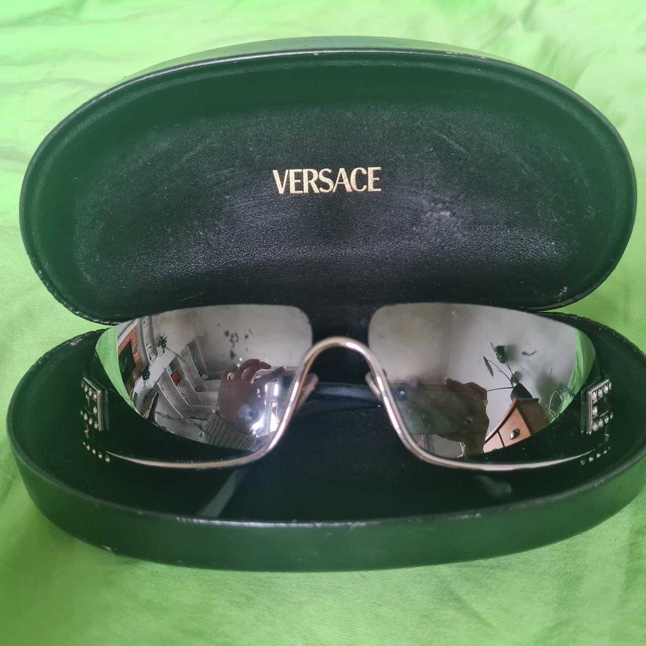 Vintage Versace sunglasses Metallic black gunmetal... Depop