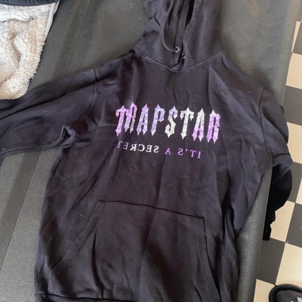 Black and Purple Trapstar Hoodie L deadstock good