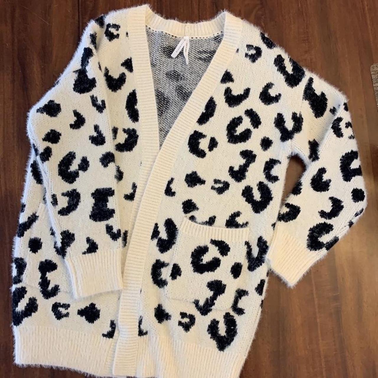 Dreamers by Debut cardigan cream & black leopard... - Depop