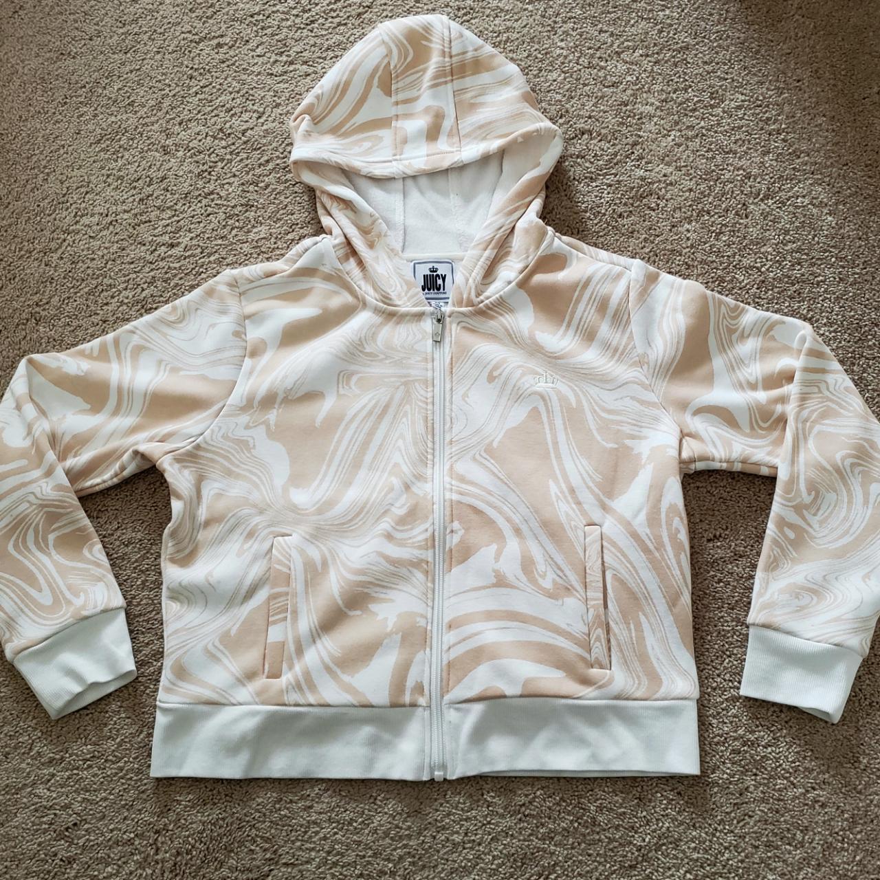 medium, light pink and white, juicy couture zip up... - Depop
