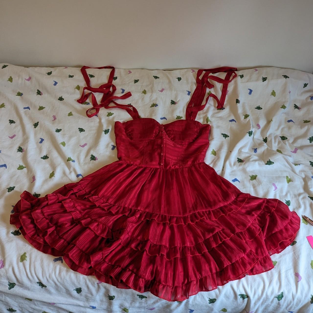 Cider Beetlejuice Lydia Deetz iconic ruffled red... - Depop