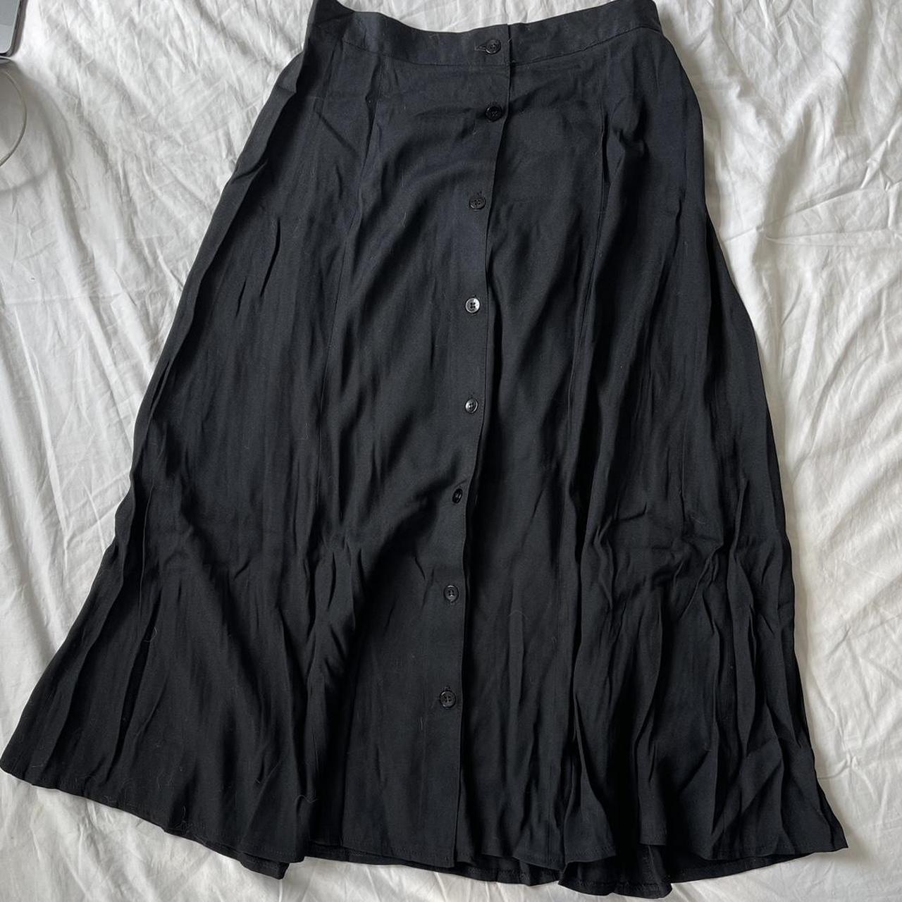 🔌 cute vintage black maxi button down a-line skirt... - Depop