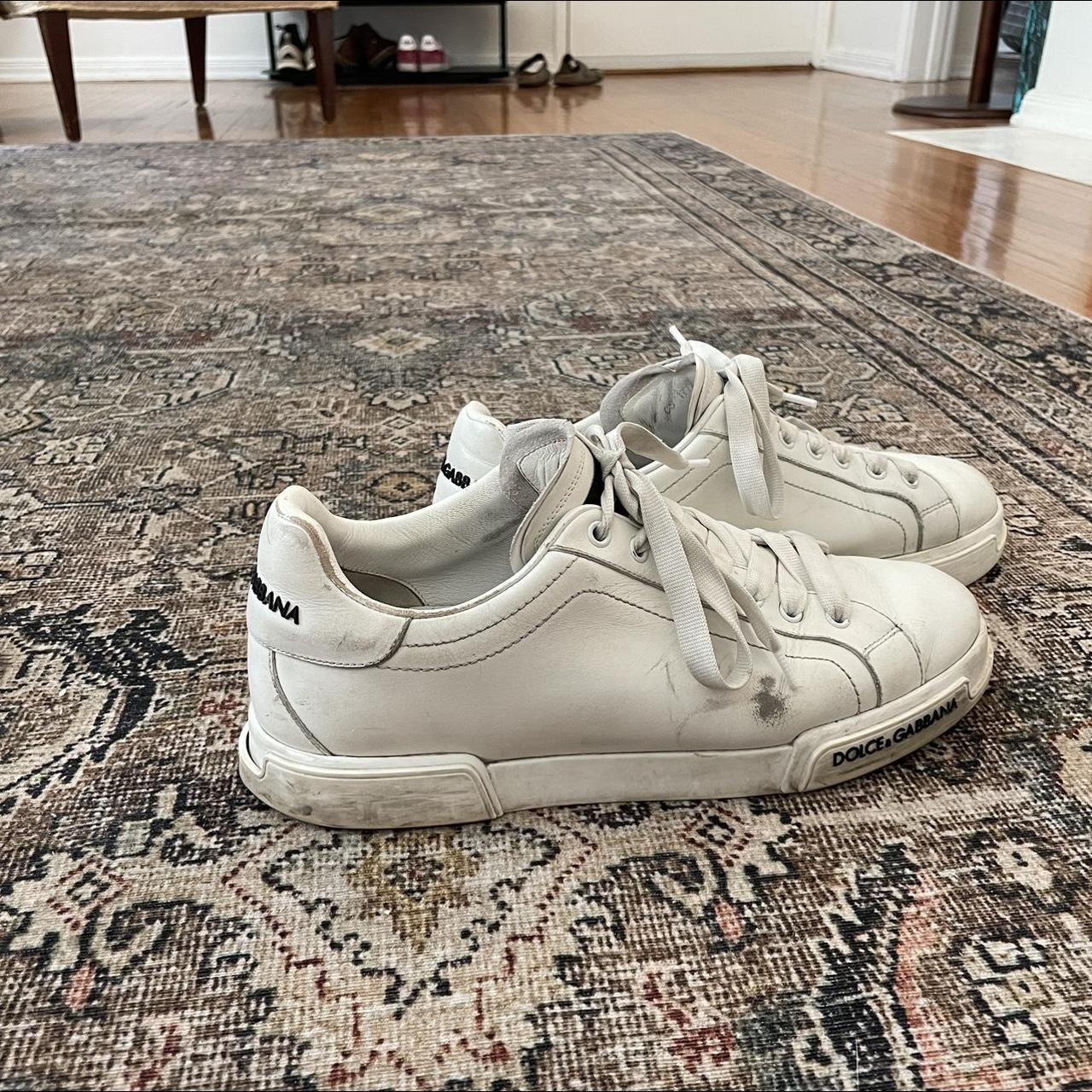 Pair of Dolce & Gabbana white sneakers. Worn for... - Depop