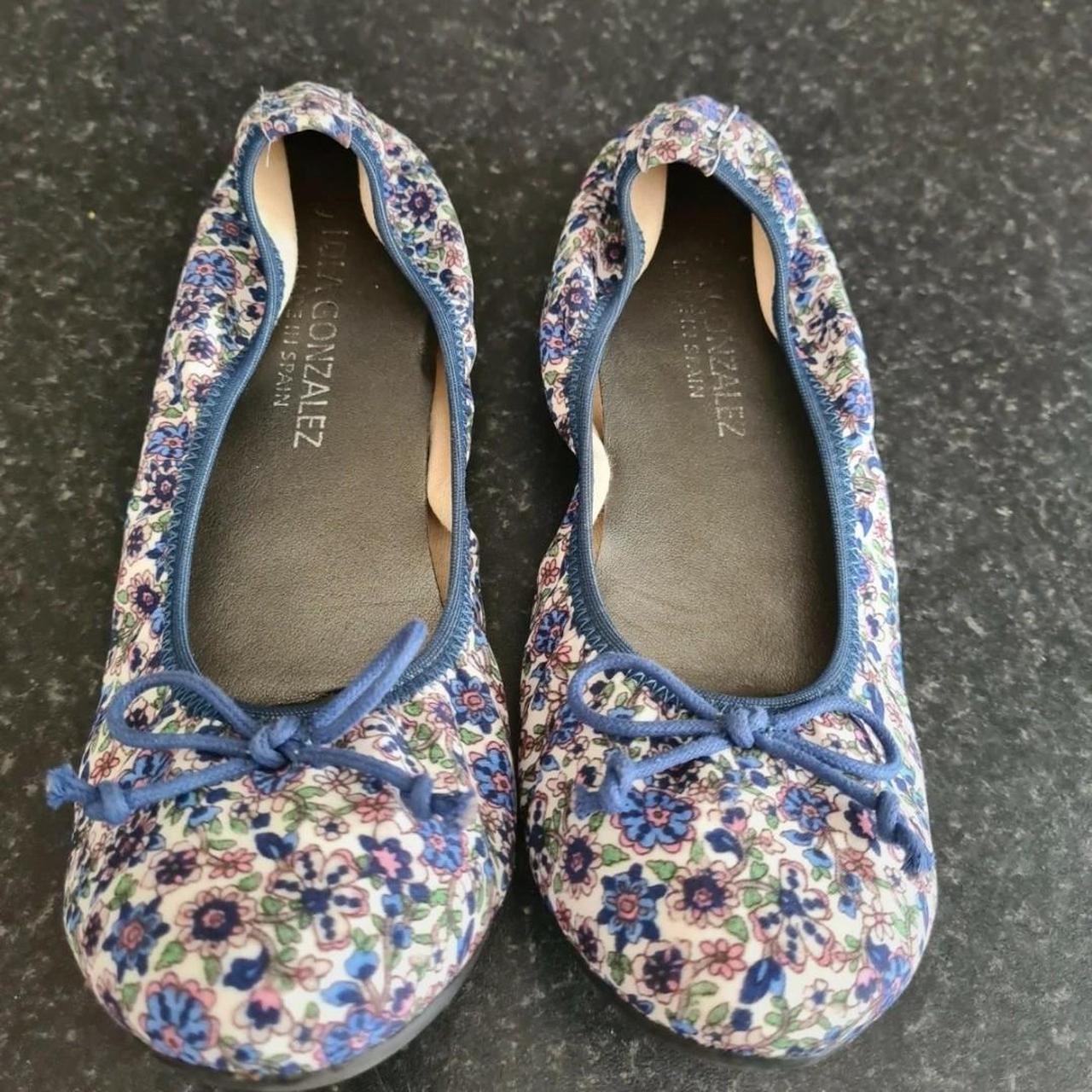 Flower patterned flat shoes. Worn once - excellent... - Depop