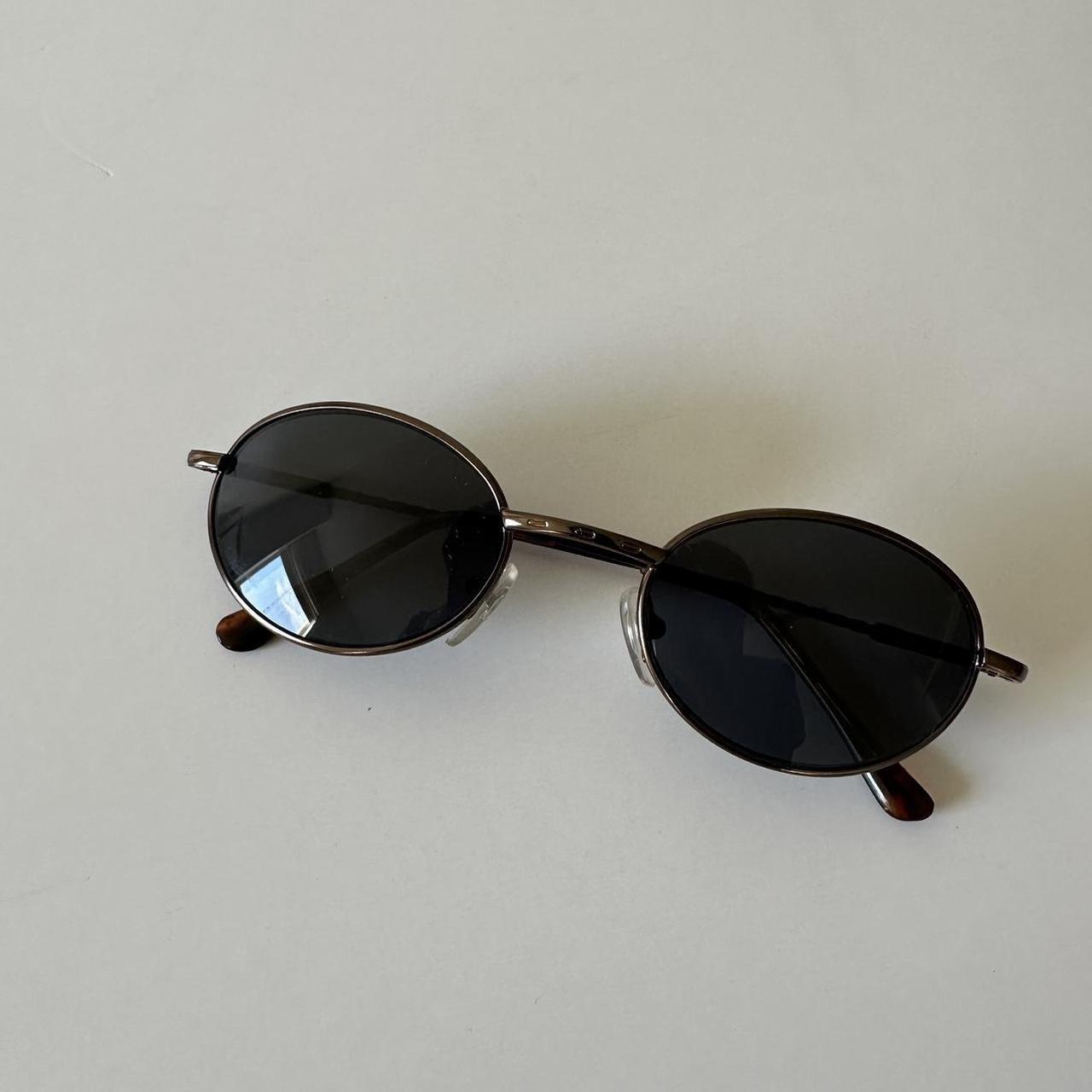 Oval Sunglasses Slim Metal Arms Color Tinted Flat Lens 51mm