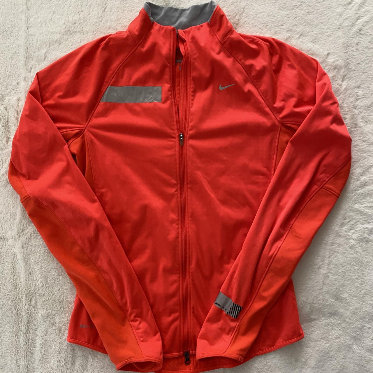 Nike Orange Reflective Running Jacket Women's Size... Depop